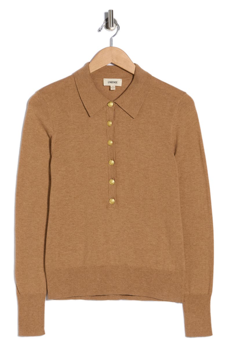 L'AGENCE Sterling Collar Sweater, Alternate, color, Chestnut/Gold