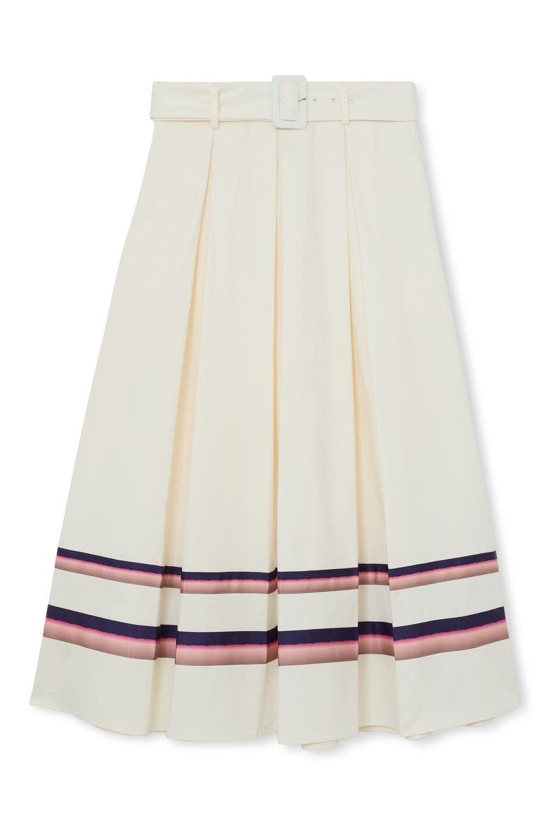 Rian Stripe Stretch Cotton Midi Skirt, Alternate, color, CREAM