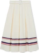 Reiss Rian Stripe Stretch Cotton Midi Skirt