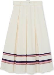 Reiss Rian Stripe Stretch Cotton Midi Skirt