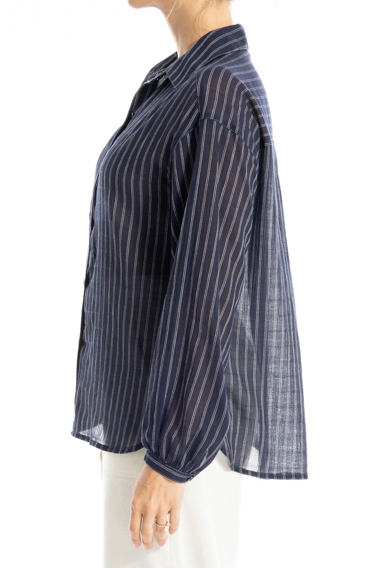 Striped Cotton Gauze Shirt, Alternate, color, DK NAVY DASHING STRIPE