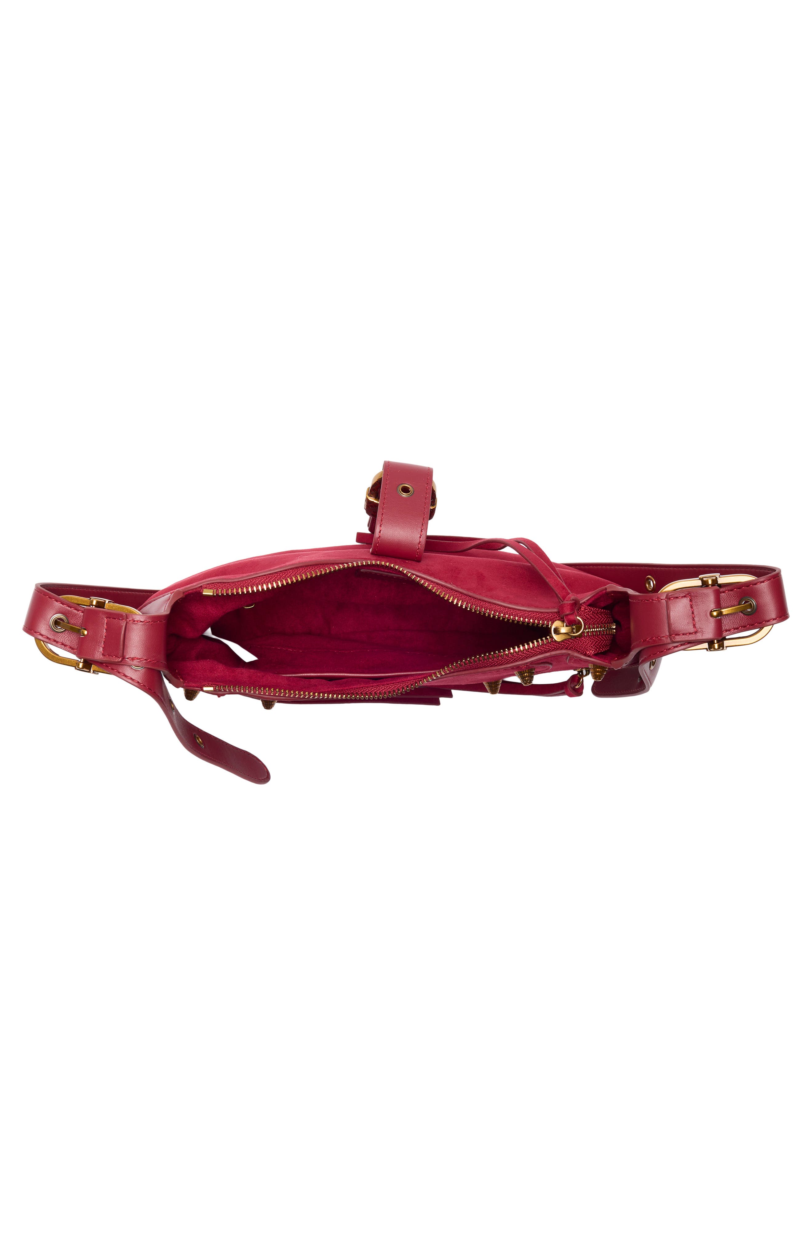 Tessa Suede Shoulder Bag, Alternate, color, DEEP MAGENTA