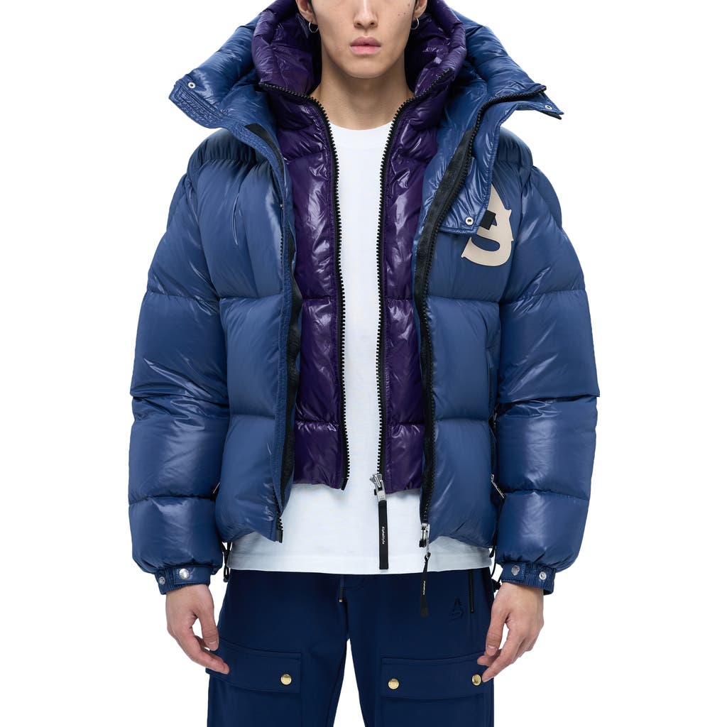 AlphaStyle Kudu Hooded Puffer Down Jacket in Blue  product