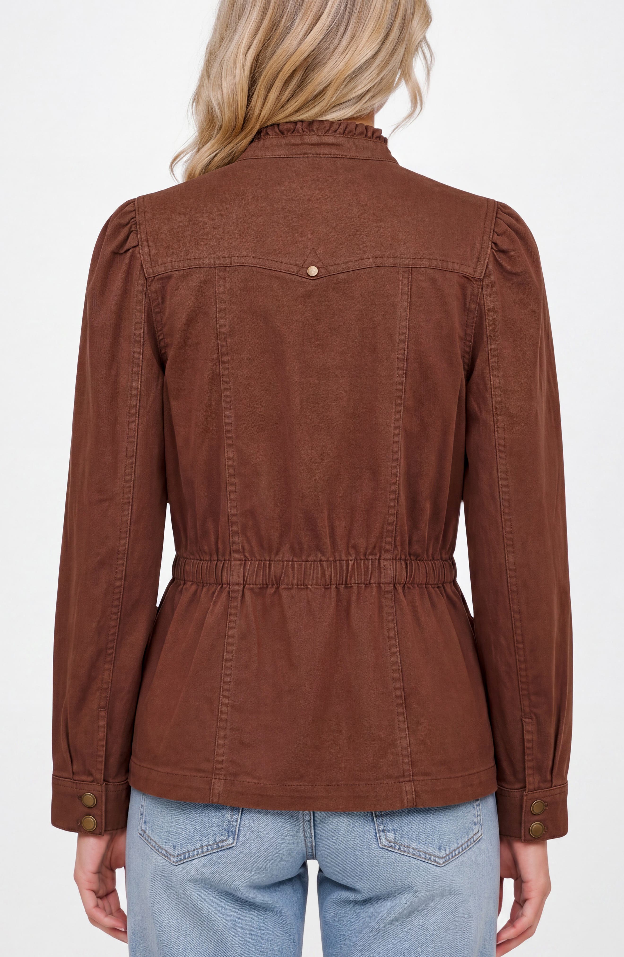 Liverpool Los Angeles Puff Sleeve Ruffle Trim Trucker Jacket — фото 2