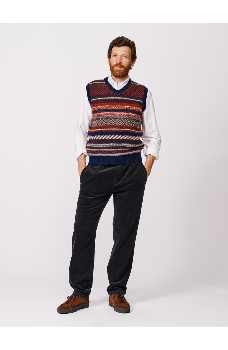 Aubin Fair Isle Slipover Wool Vest, Alternate, color, Navy/Red Mix