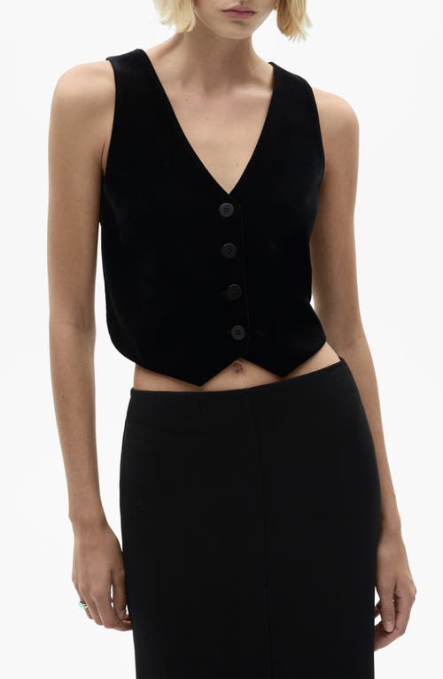 Shop Mango Xenphi Velvet Vest In Black