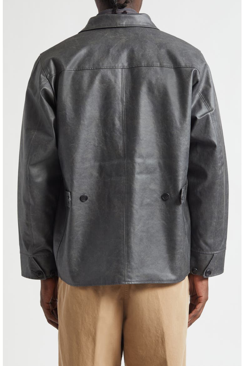 Aged Faux Leather Car Coat, Alternate, color, BLACK