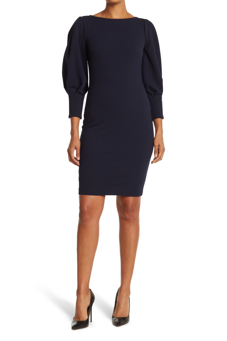 Textured Scuba Bodycon Dress, Main, color, NAVY