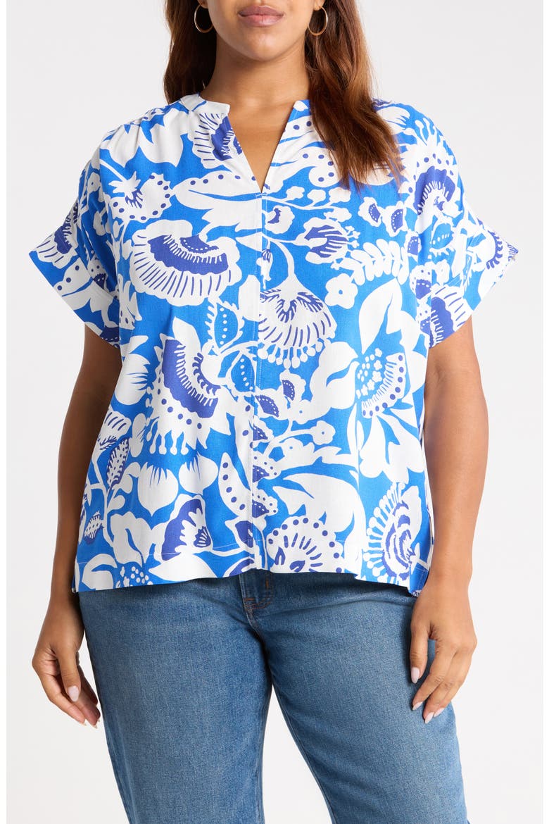 Ronan Print Top, Main, color, BLUE WHITE