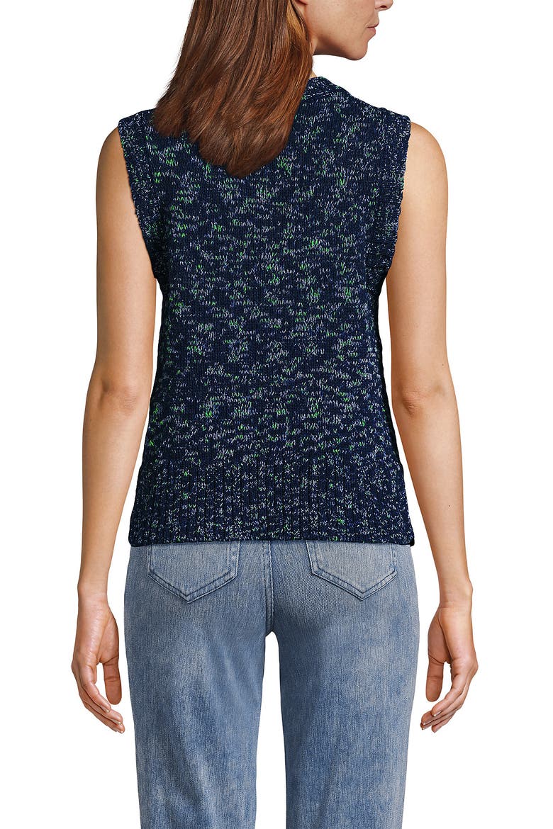 Cotton Tweed Textured Crewneck Vest Sweater, Alternate, color, Deep Sea Navy Space Dye