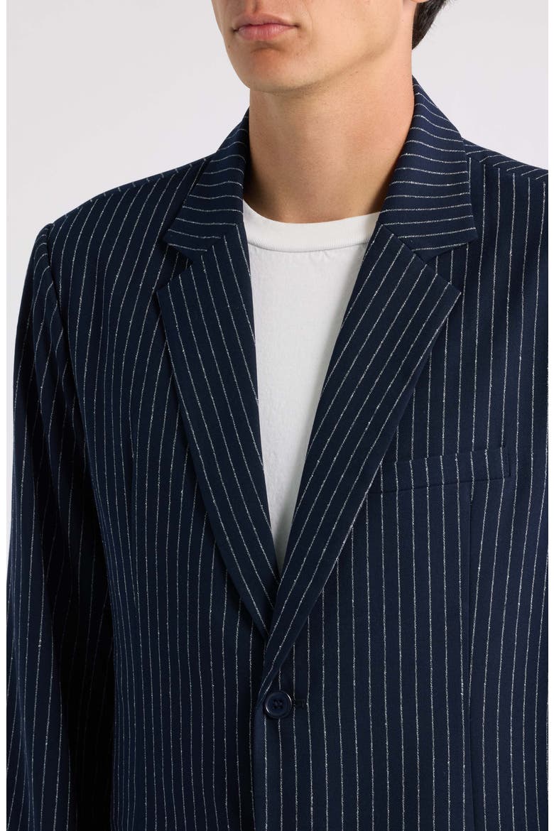 Pinstripe Blazer, Alternate, color, NAVY