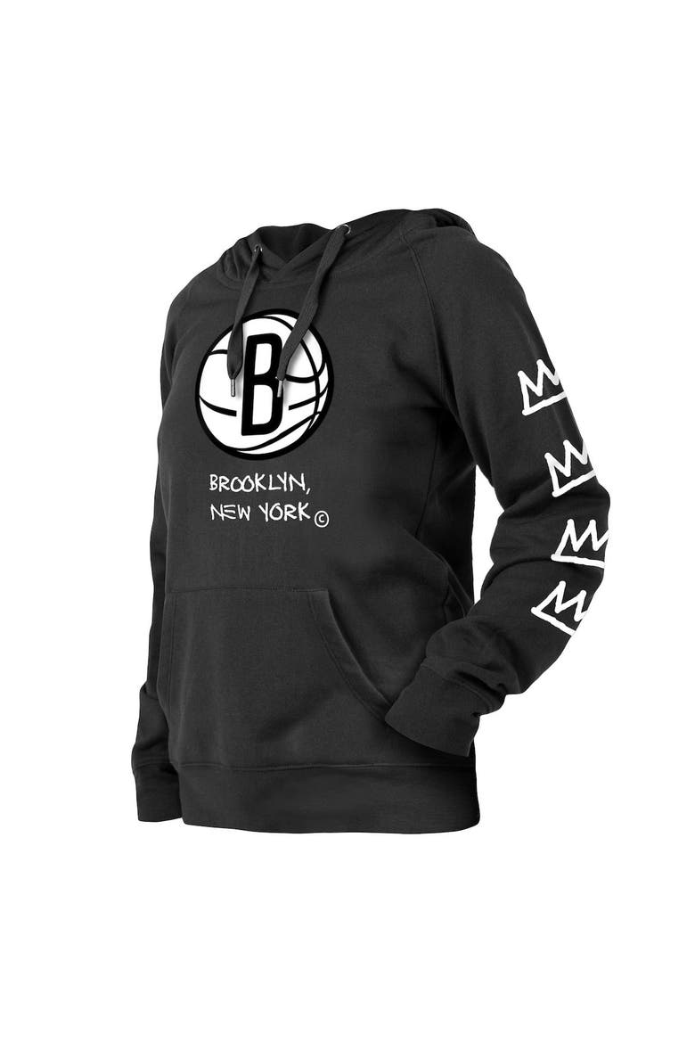 Women's New Era Black Brooklyn Nets 2022/23 City Edition Raglan Pullover Hoodie, Alternate, color, Black