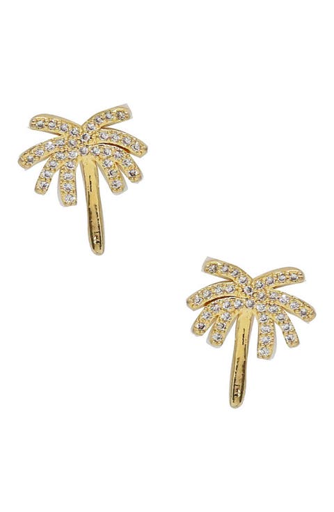 Crystal Palm Tree Stud Earrings