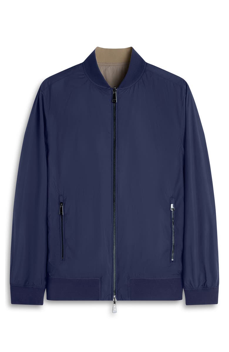 Bugatchi Reversible Water Repellent Bomber Jacket, Alternate, color, Navy