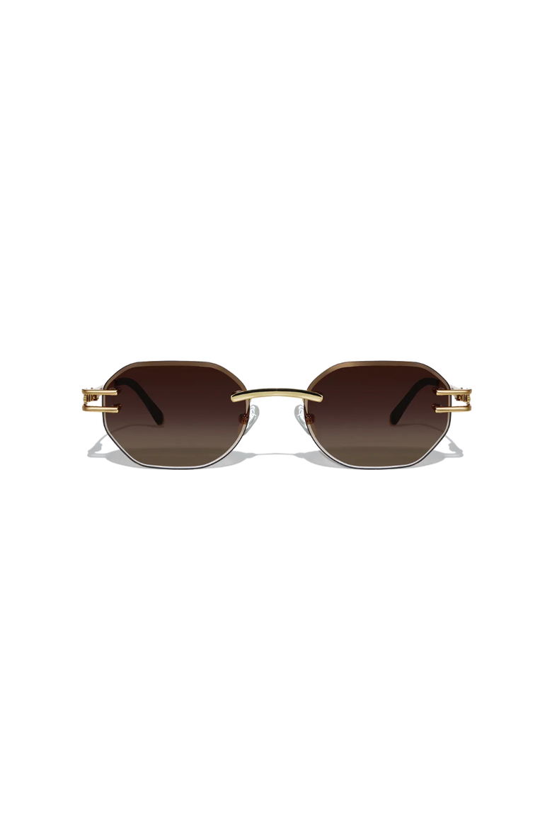Emil Rimless Sunglasses, Main, color, Brown