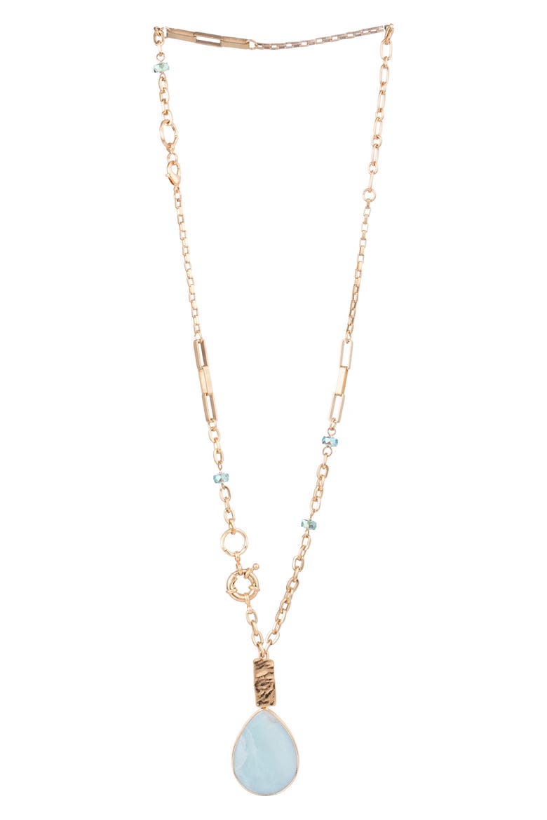 Gemstone Chain & Pendant Necklace, Main, color, AQUA