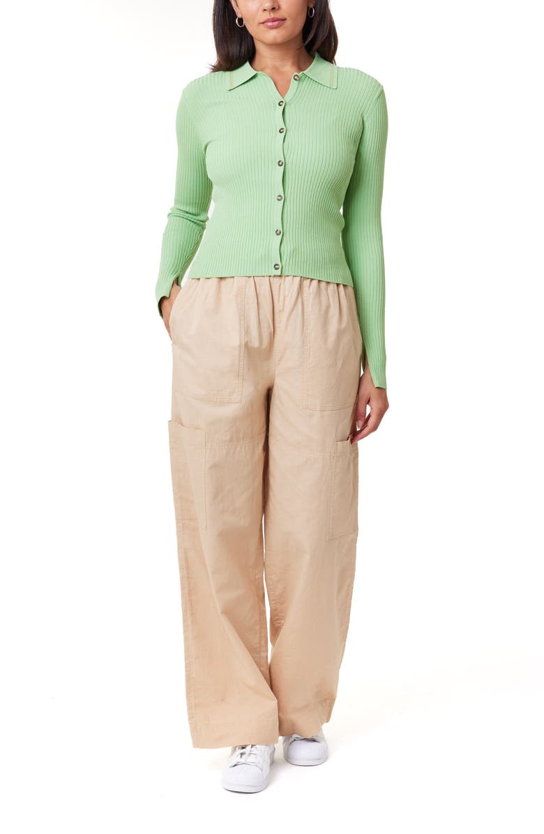 Scotch & Soda Rib Polo Cardigan Sweater, Alternate, color, Pistachio