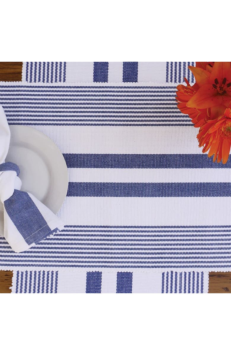 C&F Home Classic Stripes Blue & White Table Runner 13" x 72" 4th of July Patriotic Woven Table Runner, Alternate, color, Blue