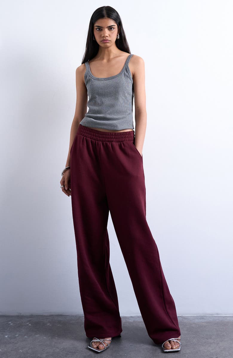 Topshop Straight Leg Sweatpants, Alternate, color, Burgundy