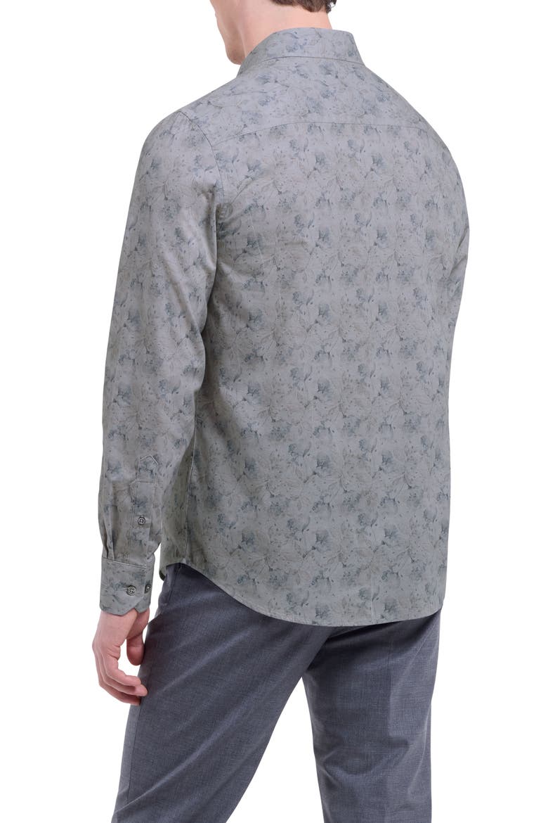 Julian Shaped Fit Floral Cotton Button-Up Shirt, Alternate, color, ZINC