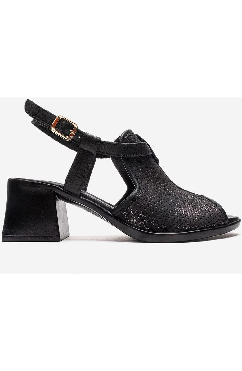 Forever & Always Shoes Janelle Leather Block Heel Sandal, Alternate, color, Black