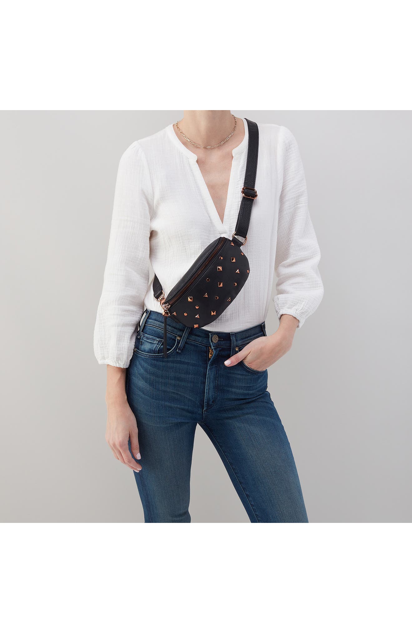 HOBO Fern Studded Leather Belt Bag, Alternate, color, 