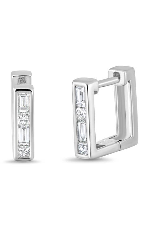 Gatsby Diamond Square Hoop Earrings