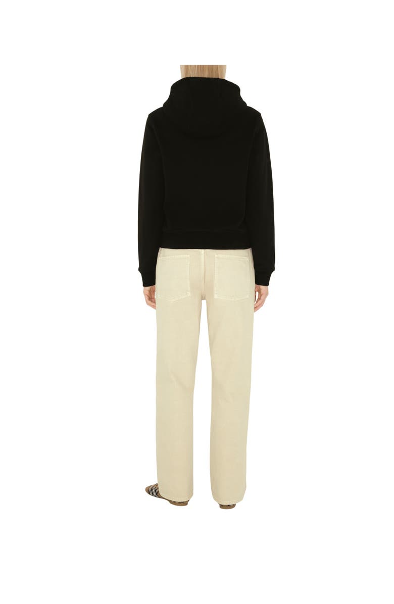 Burberry Check Label Cotton Zip Hoodie, Alternate, color, Black