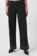 Joseph Ribkoff Studded Hem High Waist Wide Leg Jeans