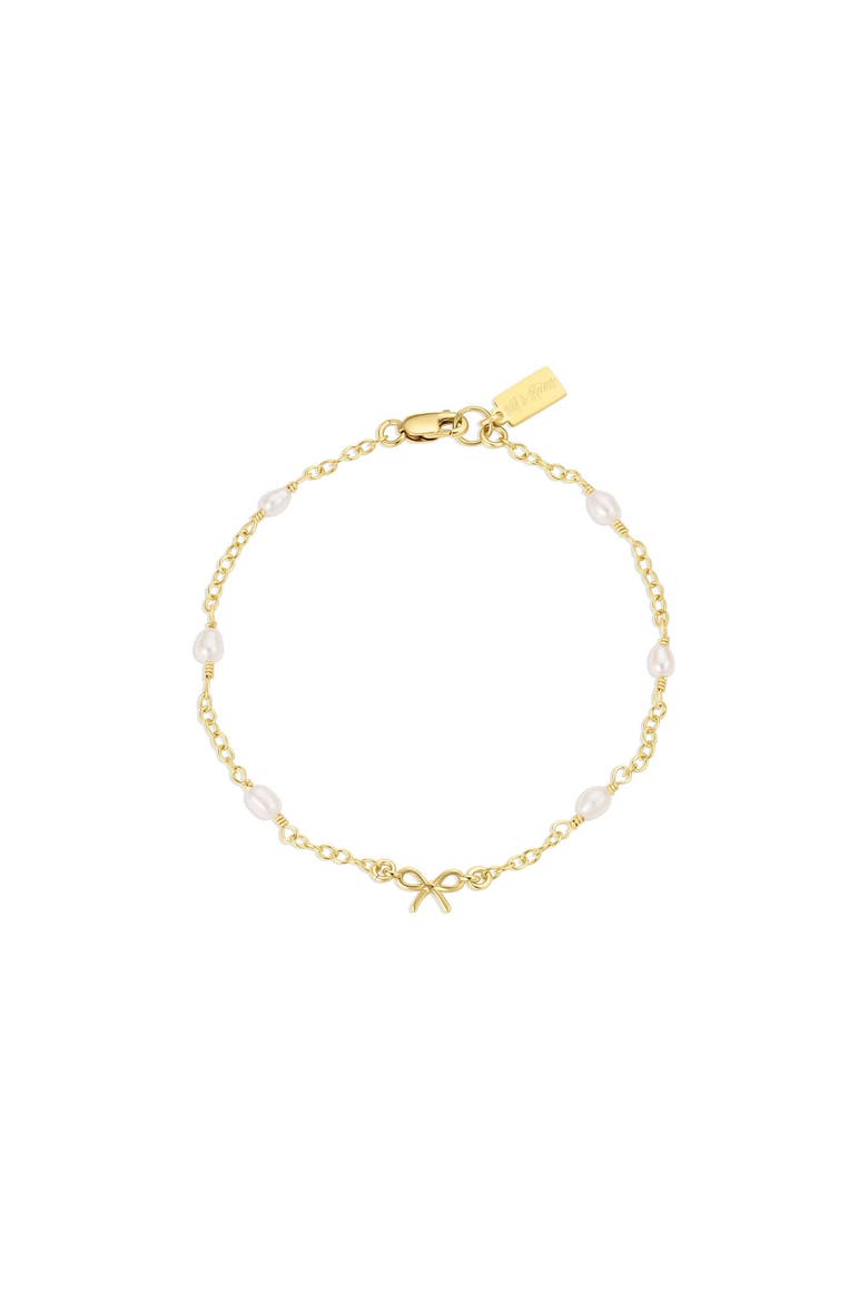 Bow and Pearl Bracelet, Main, color, Gold