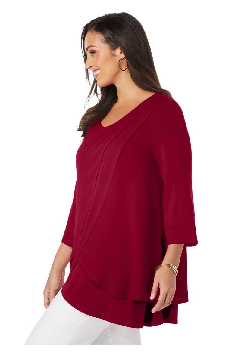 Double Layer Tunic, Alternate, color, RICH BURGUNDY