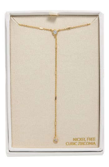 Nordstrom Rack Bezel Set Cubic Zirconia Station Y-necklace In Gold