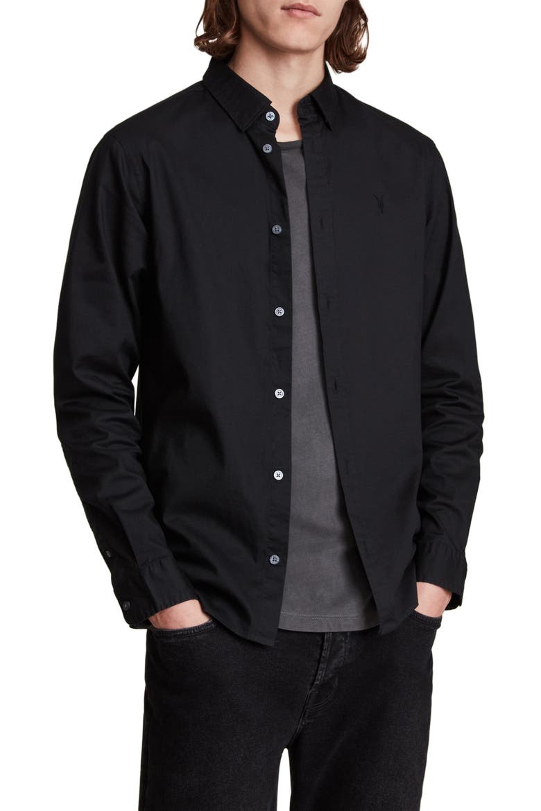 Hawthorne Slim Fit Button-Up Shirt, Main, color, BLACK