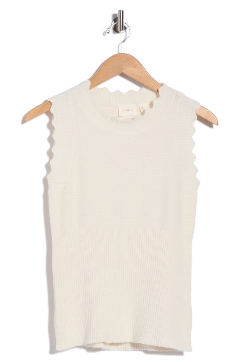 Scallop Trim Sleeveless Sweater, Main, color, CREAM