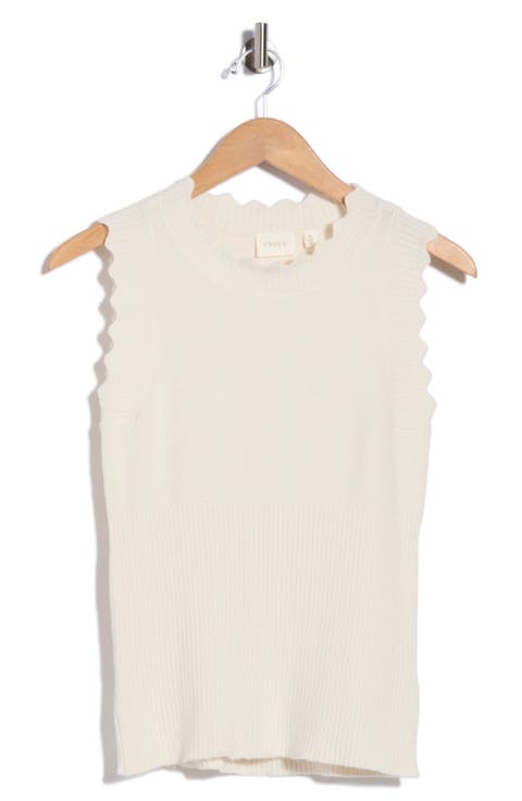 Scallop Trim Sleeveless Sweater