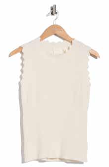Scallop Trim Sleeveless Sweater