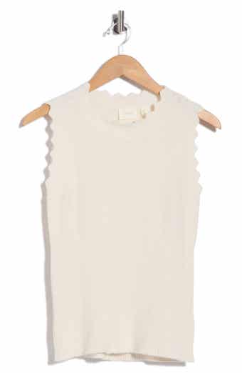 Scallop Trim Sleeveless Sweater