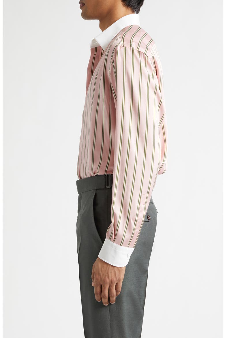Fluid Fit Oxford Stripe Silk Jacquard Button-Up Shirt, Alternate, color, PINK MULTICOLOR