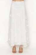 Modenaire Embroidered Mesh Maxi Skirt with 3D Floral Appliqué