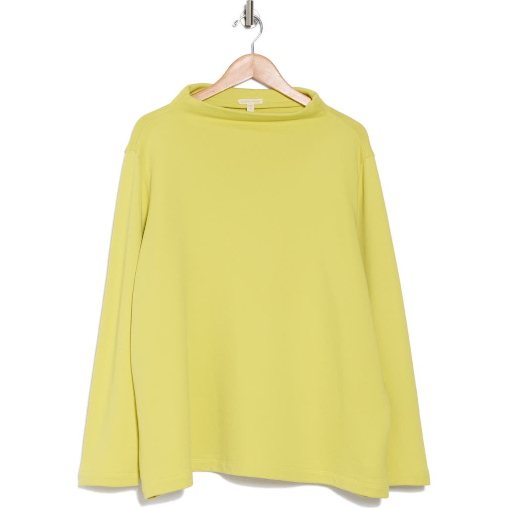 Eileen Fisher Funnel-neck Organic Cotton Top In Citron