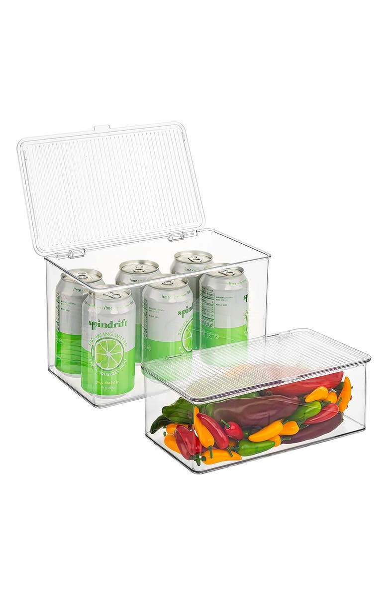 SORBUS Set of 2 Clear Lidded Storage Bins, Alternate, color, 