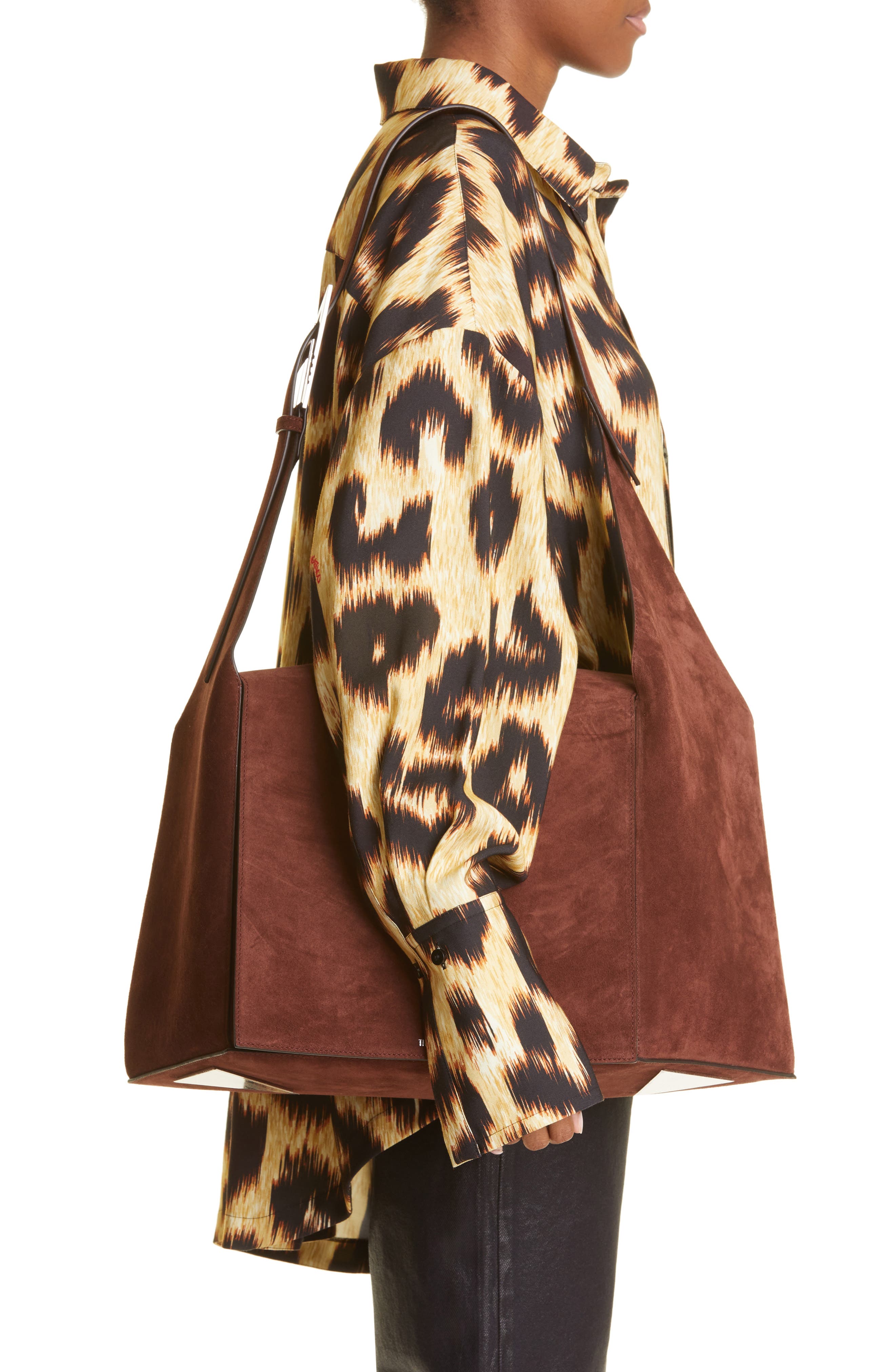 The Attico Morning Suede Shoulder Bag, Alternate, color, 