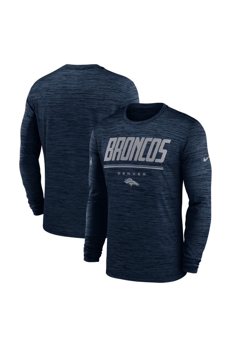 Men's Nike Navy Denver Broncos Sideline Offensive Transition Velocity Dri-FIT Long Sleeve T-Shirt, Main, color, Navy