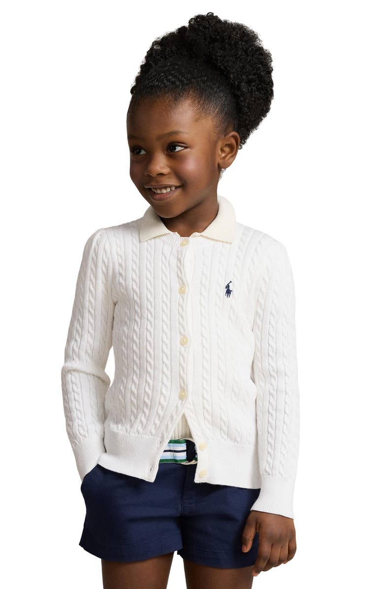 Polo Ralph Lauren Kids' Mini Cable Knit Cotton Sweater, Alternate, color, White