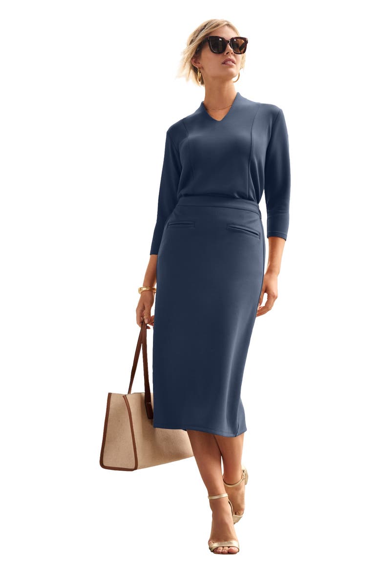 Perfectease Midi Skirt, Main, color, NAVY