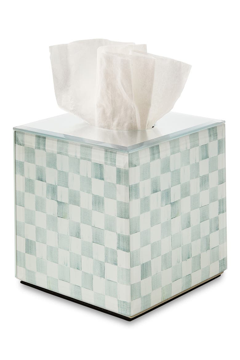 Sterling Check Boutique Tissue Box Cover, Alternate, color, STERLING