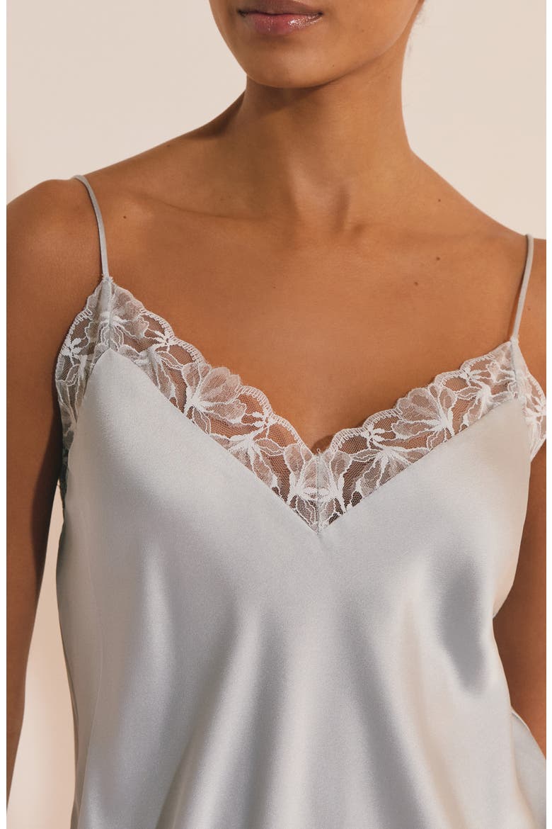Naeve Lace Trim Satin Chemise, Alternate, color, OXYGEN