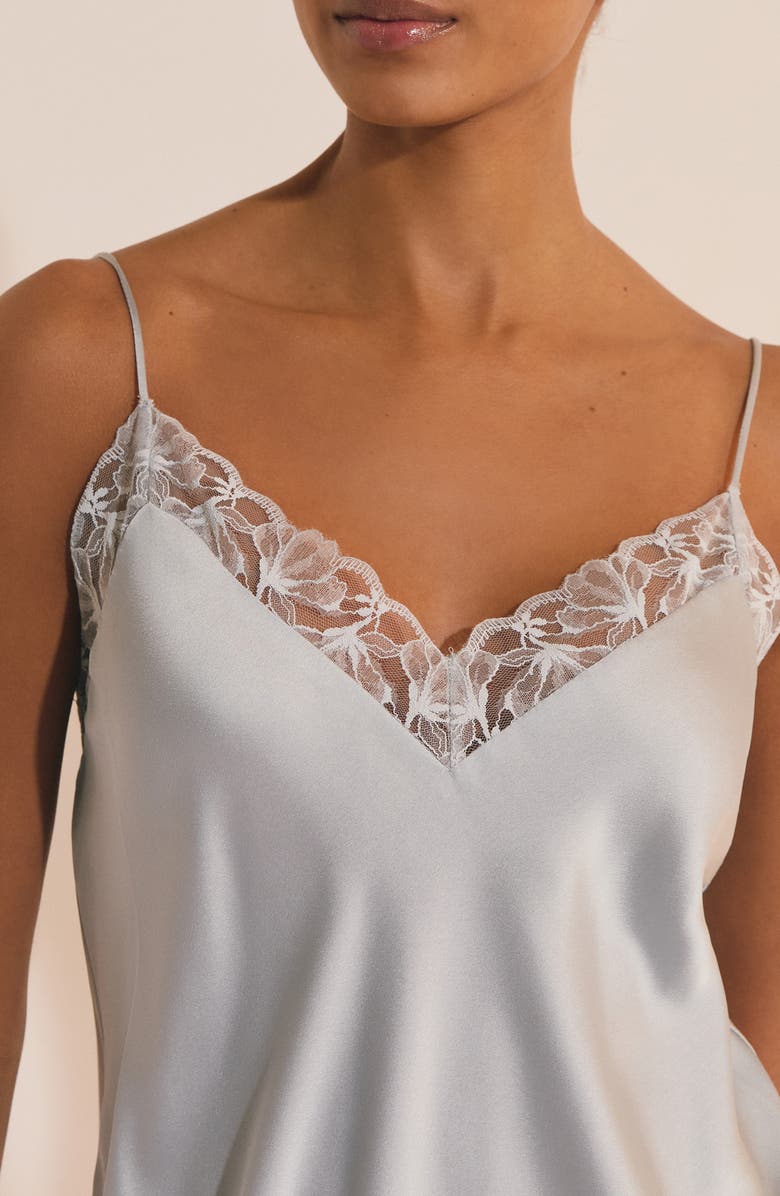 Etam Naeve Lace Trim Satin Chemise, Alternate, color, Oxygen