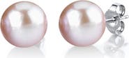 The Pearl Source 10mm Pink Freshwater Round Pearl Stud Earrings