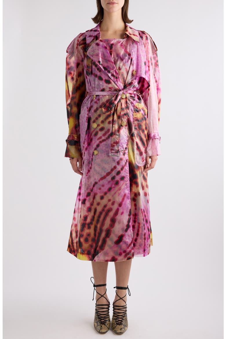Risto Nylon & Silk Trench Coat, Main, color, FUCHSIA